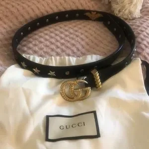 Gucci | Accessories | Gucci Black Leather Belt With Torch On  display picture 3